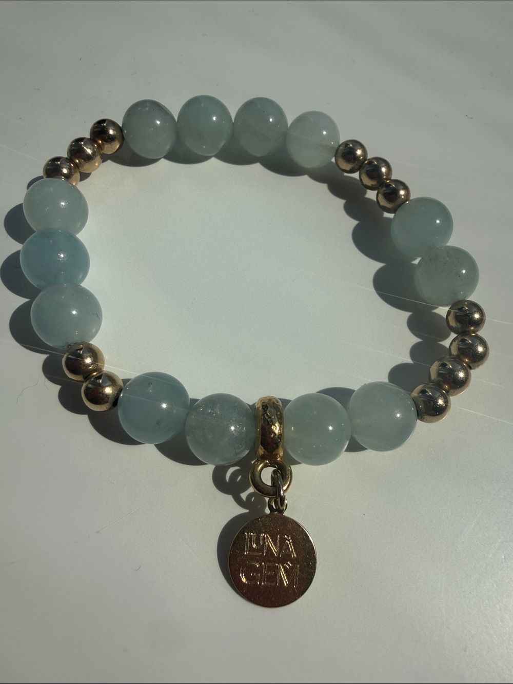 Luna Gem Aquamarine and Gold Orbital Bracelet